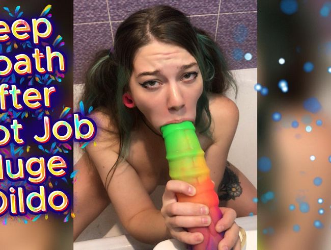 Deep Troath After FootJob Huge Unicorn Dildo