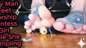 Superhero Tiny Man Feet Worship Giantess Girl While She Trampling Him