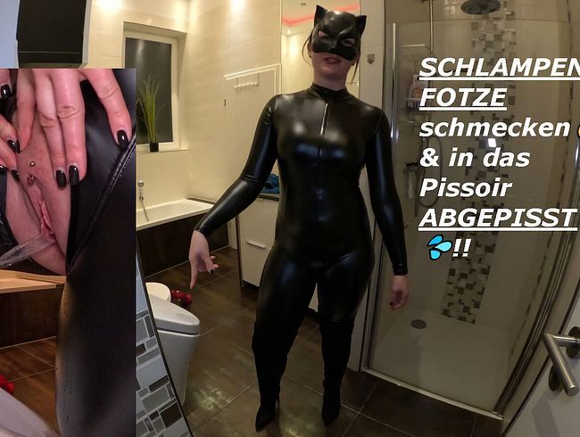 Taste slut’s cunt & get pissed in the urinal!!