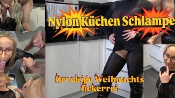 Dirty Christmas fucking…. Kitchen slut at work