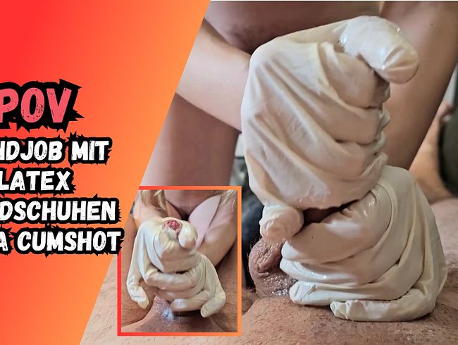 Blonde teen slut jerks me off with latex gloves!