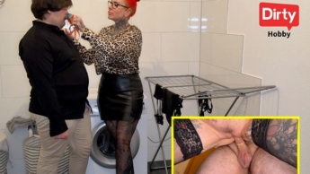 Caught sniffing panties! Fat stepson has to put it in! XXL cumshot!