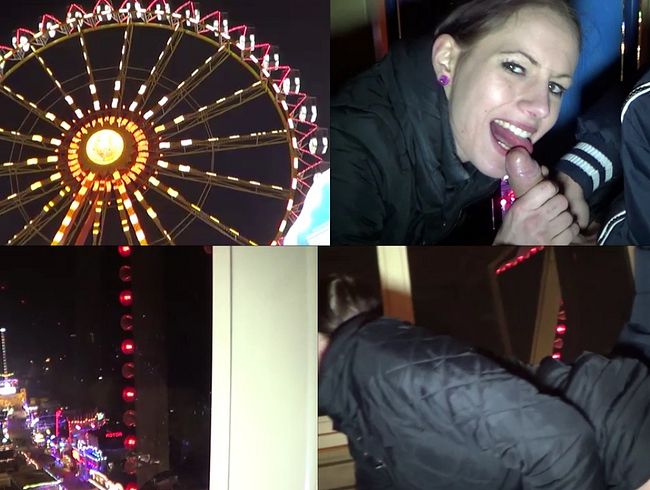 Extreme crowd at the fair on the Ferris wheel swallows