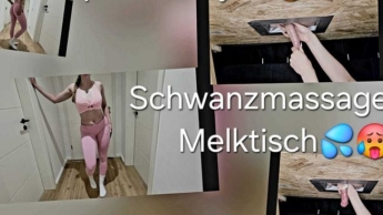 Handjob at the milking table! Close-up! Horny massage!