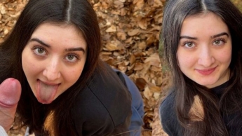 Cock milking in the woods! I swallow everything! Blowjob & Deepthroat!