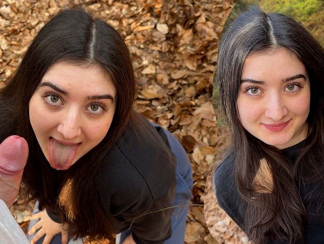 Cock milking in the woods! I swallow everything! Blowjob & Deepthroat!