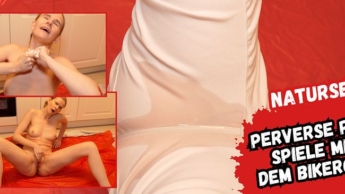 Perverse self-urination in white jeans and a white top escalates! Until squirting!