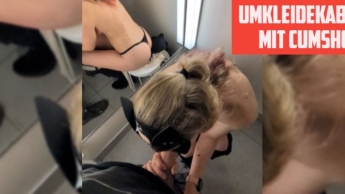Blowjob in the changing room – and then a surprise load in the face