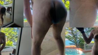 Dildo show at the hotel room window