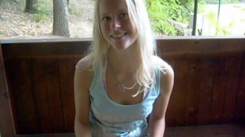 Teen masturbates in barbecue hut