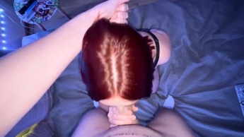 I smoke and give him a sloppy blowjob, ejaculating on his face.