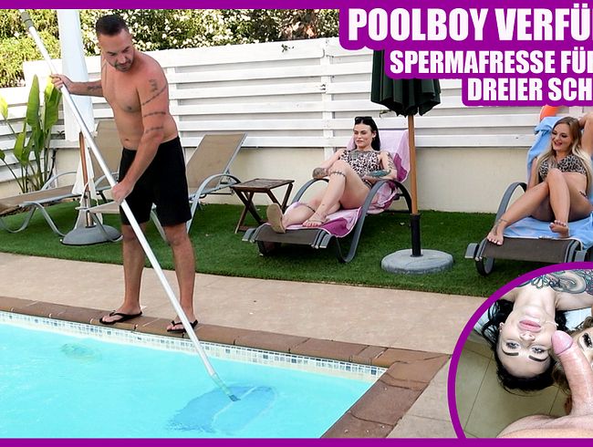 POOLBOY FUCKED?! CUM FACIAL FOR NAUGHTY THREESOME SLUTS!